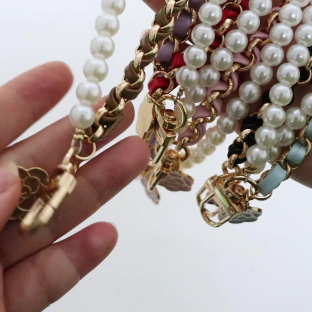 Pearl Trim Chain - 1 Strand/Lot Leather Imitation Pearl Camellia