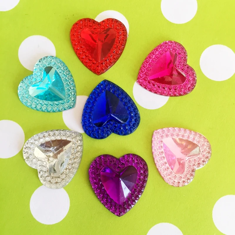 Embellishment Glue Craft - 30pcs 20mm Acrylic Rhinestones heart Shape