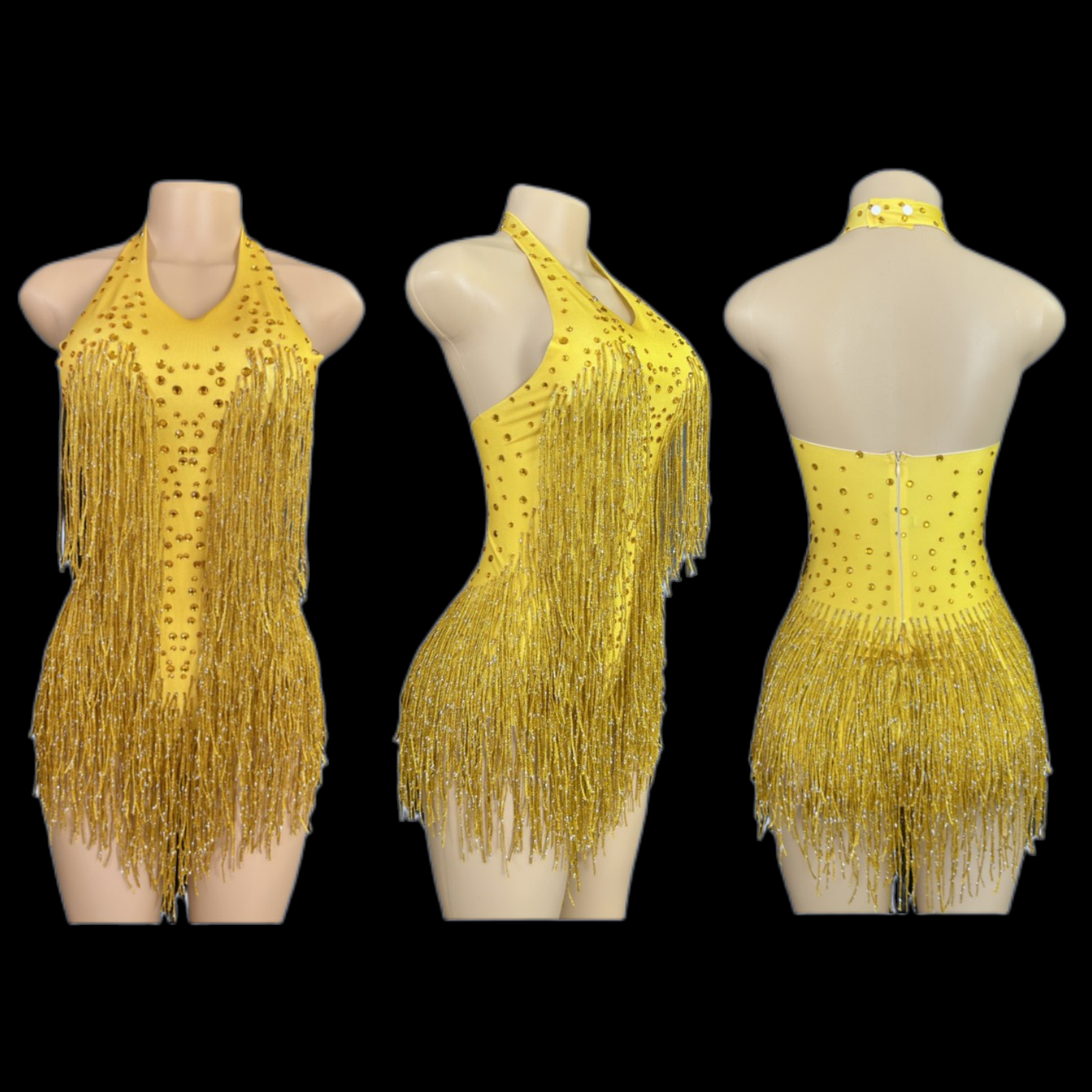 Rhinestone Banding Trim - Sparkly Rhinestones Fringe Bodysuit WomenVightclub Party