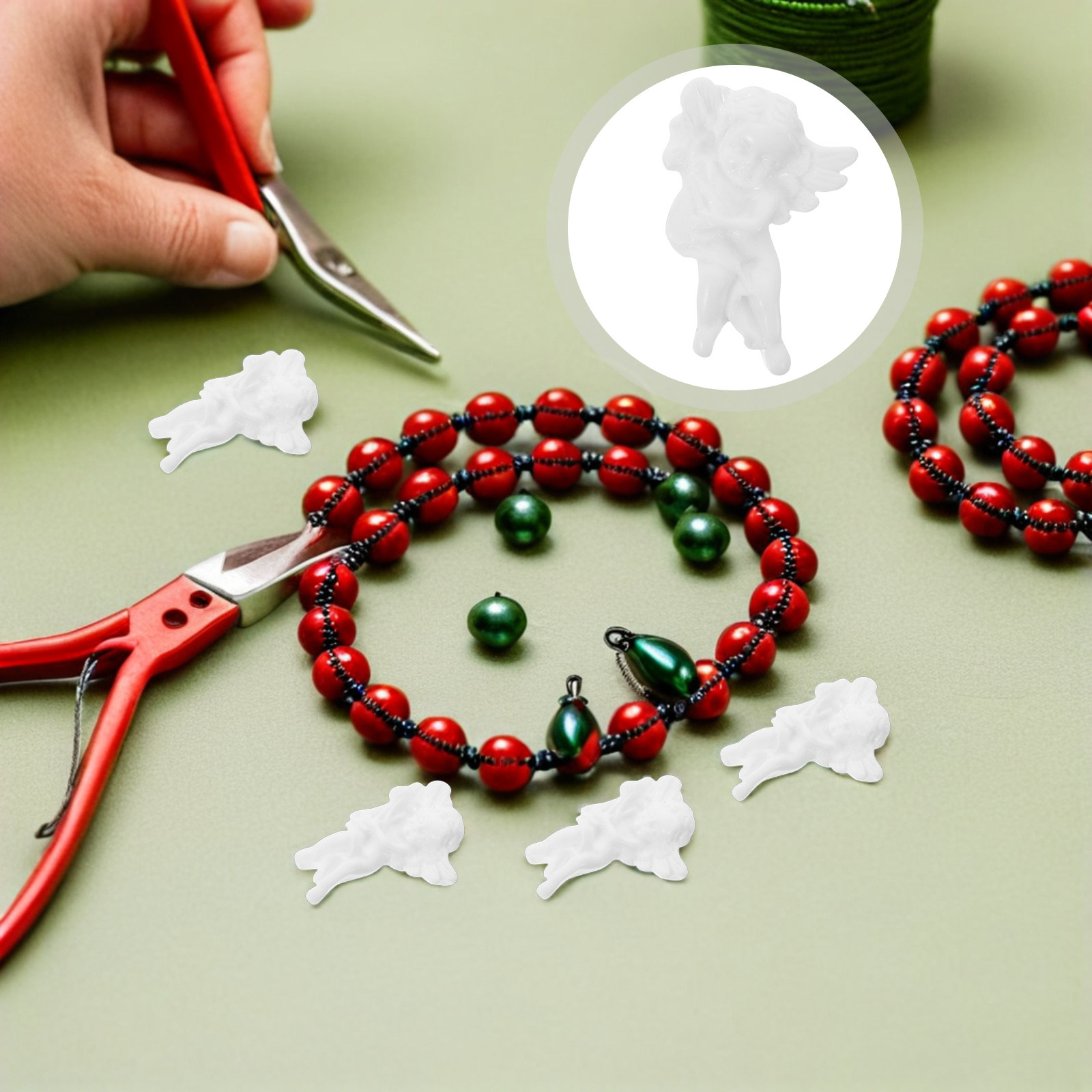 Christmas Craft Embellishment - 100Pcs Resin Angel Miniatures Flatback Charms