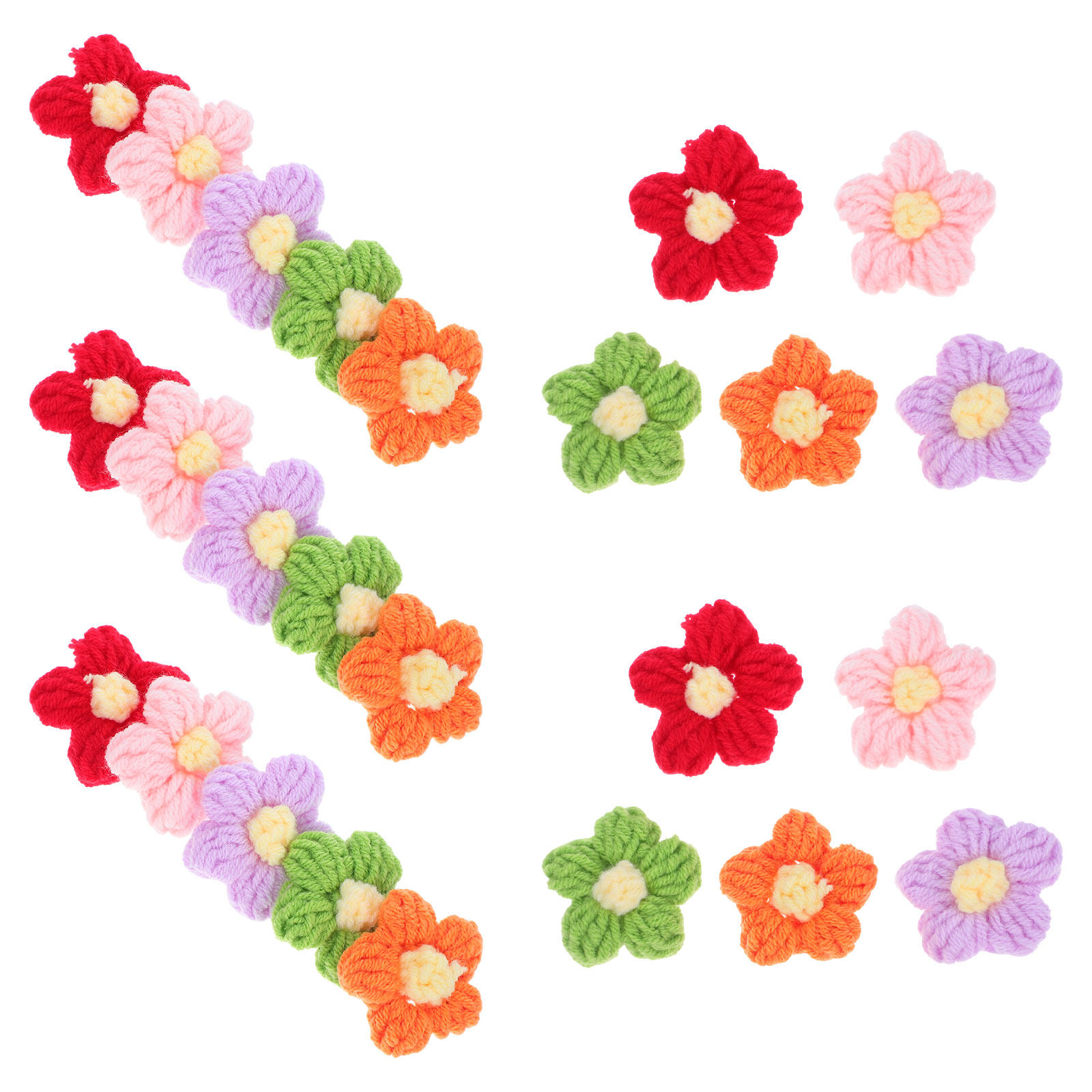 Craft Embellishments - 50Pcs Crochet Flowers Puff Stitch Handmade