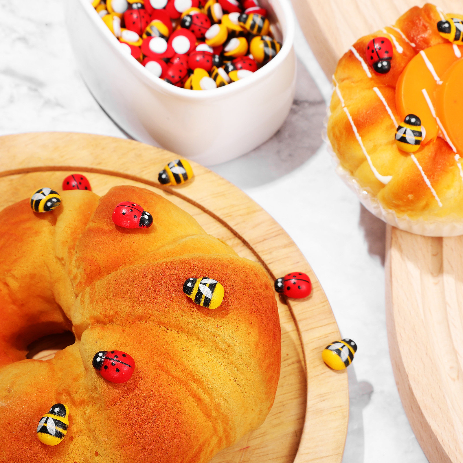 Craft Embellishments - 400Pcs Wooden Bee Ladybug Stickers Colorful