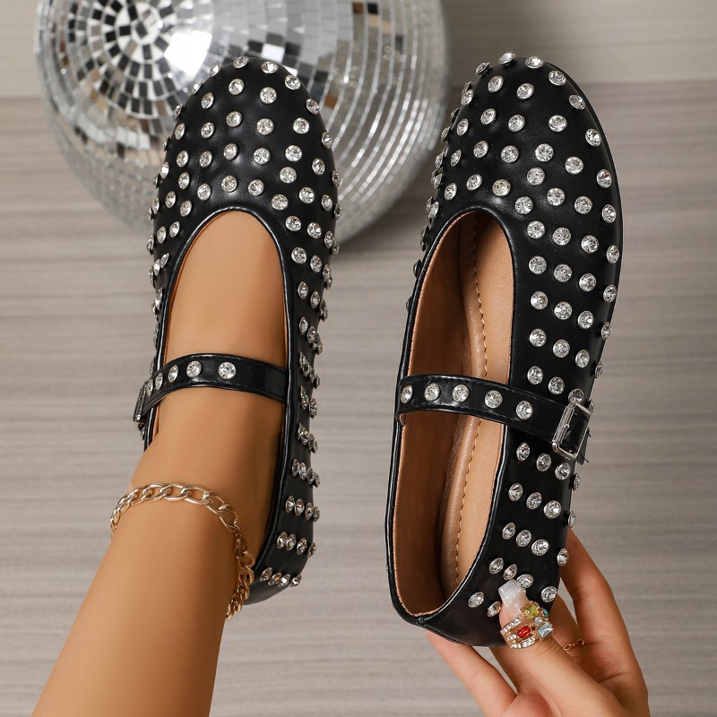 Crystal Mesh Fabric - Luxury Crystal Rhinestone Fishnet Ballet Flats