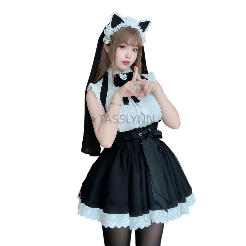 Cat Ear Nun Maid Dress Women's - Embellish Knit บทวิจารณ์และราคา