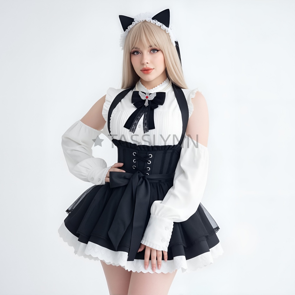 Cat Ear Nun Maid Dress Women's - Embellish Knit บทวิจารณ์และราคา