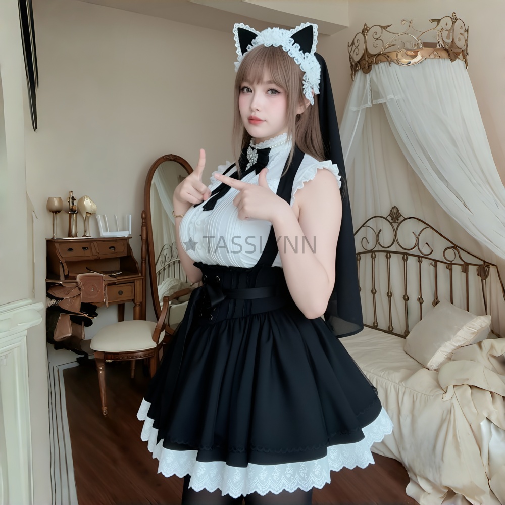 Cat Ear Nun Maid Dress Women's - Embellish Knit บทวิจารณ์และราคา