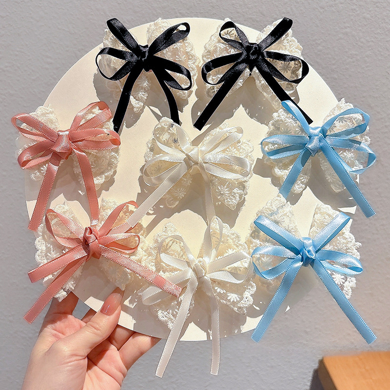 2Pcs Elegant Lace Bow Hairpins - Lace Ribbon Trim บทวิจารณ์และราคา