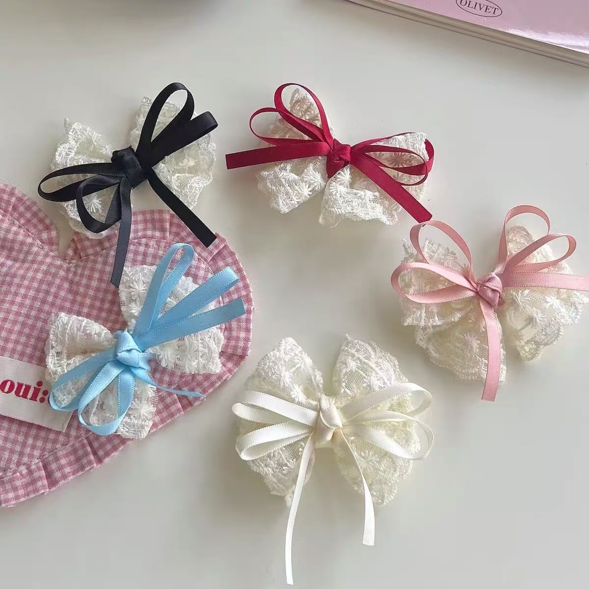 2Pcs Elegant Lace Bow Hairpins - Lace Ribbon Trim บทวิจารณ์และราคา