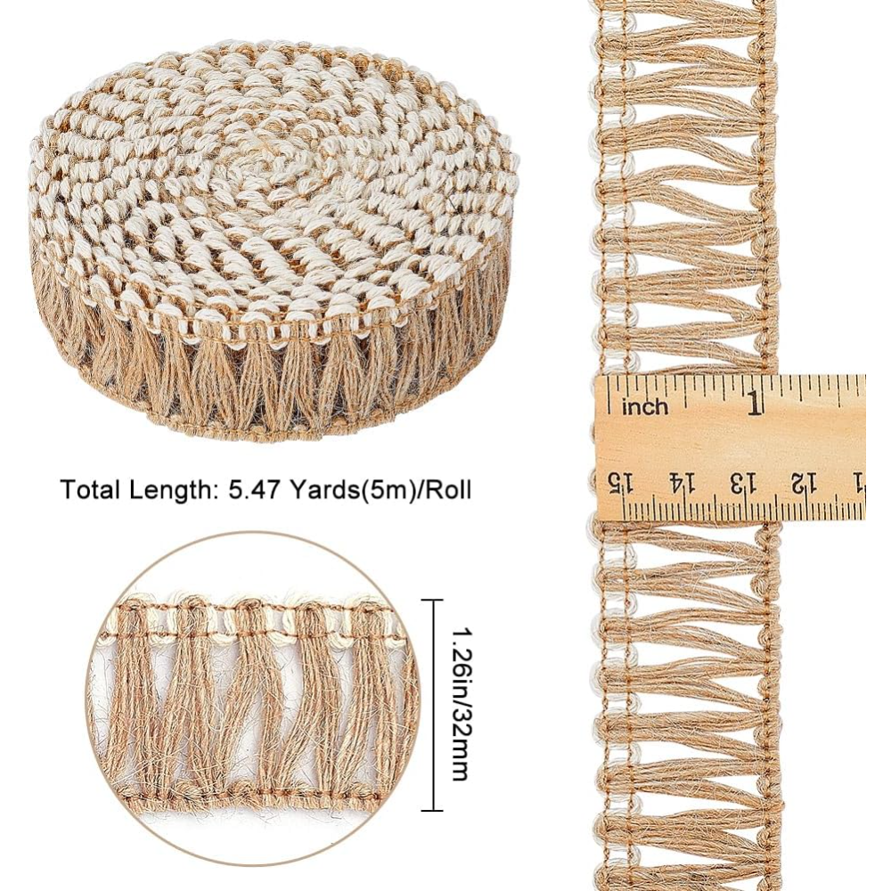 5 Meters Burlap Fringe Tassel  - Lace Ribbon Trim บทวิจารณ์และราคา