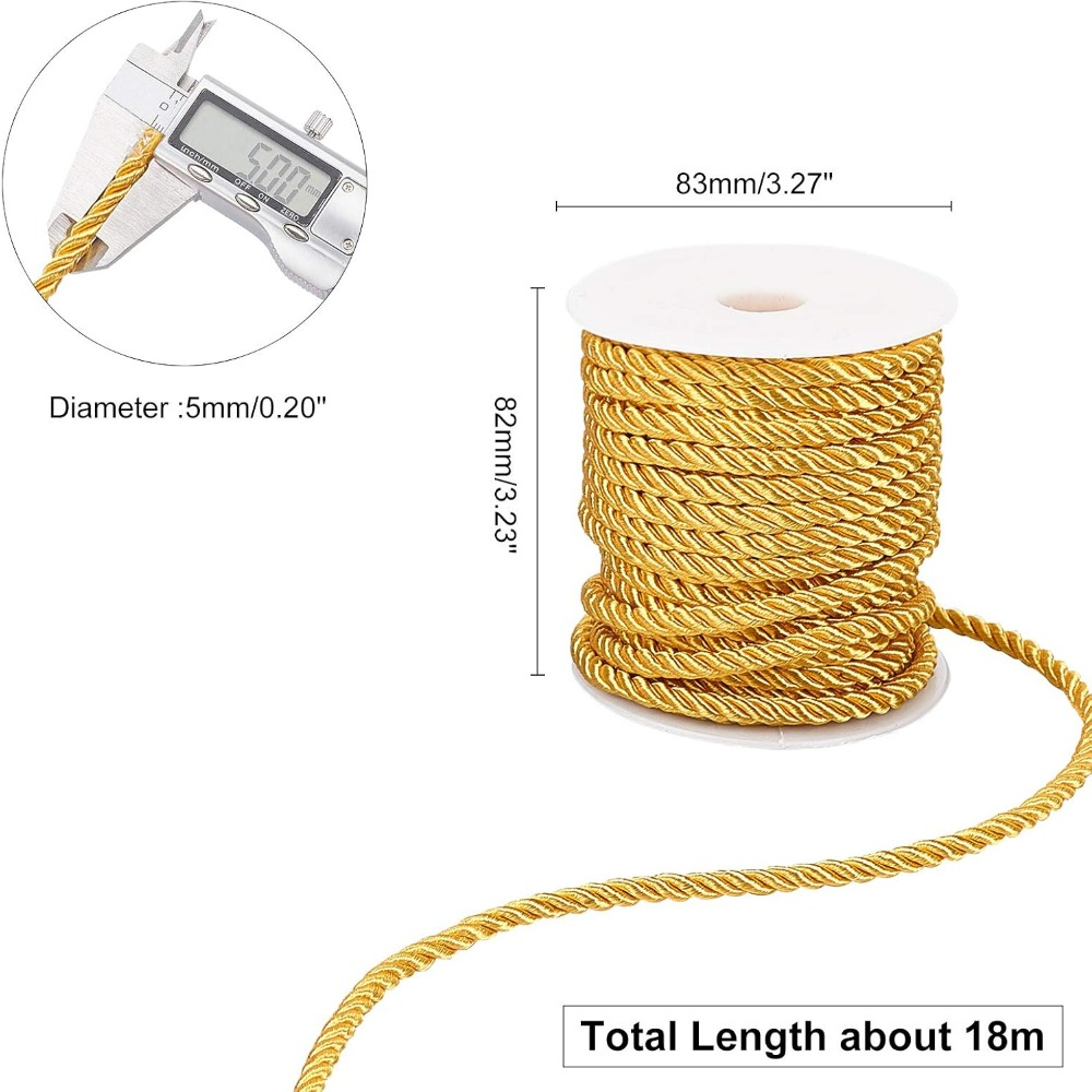 1 Roll 59 Feet Gold Cord 5mm T - Cord Trim Twisted บทวิจารณ์และราคา