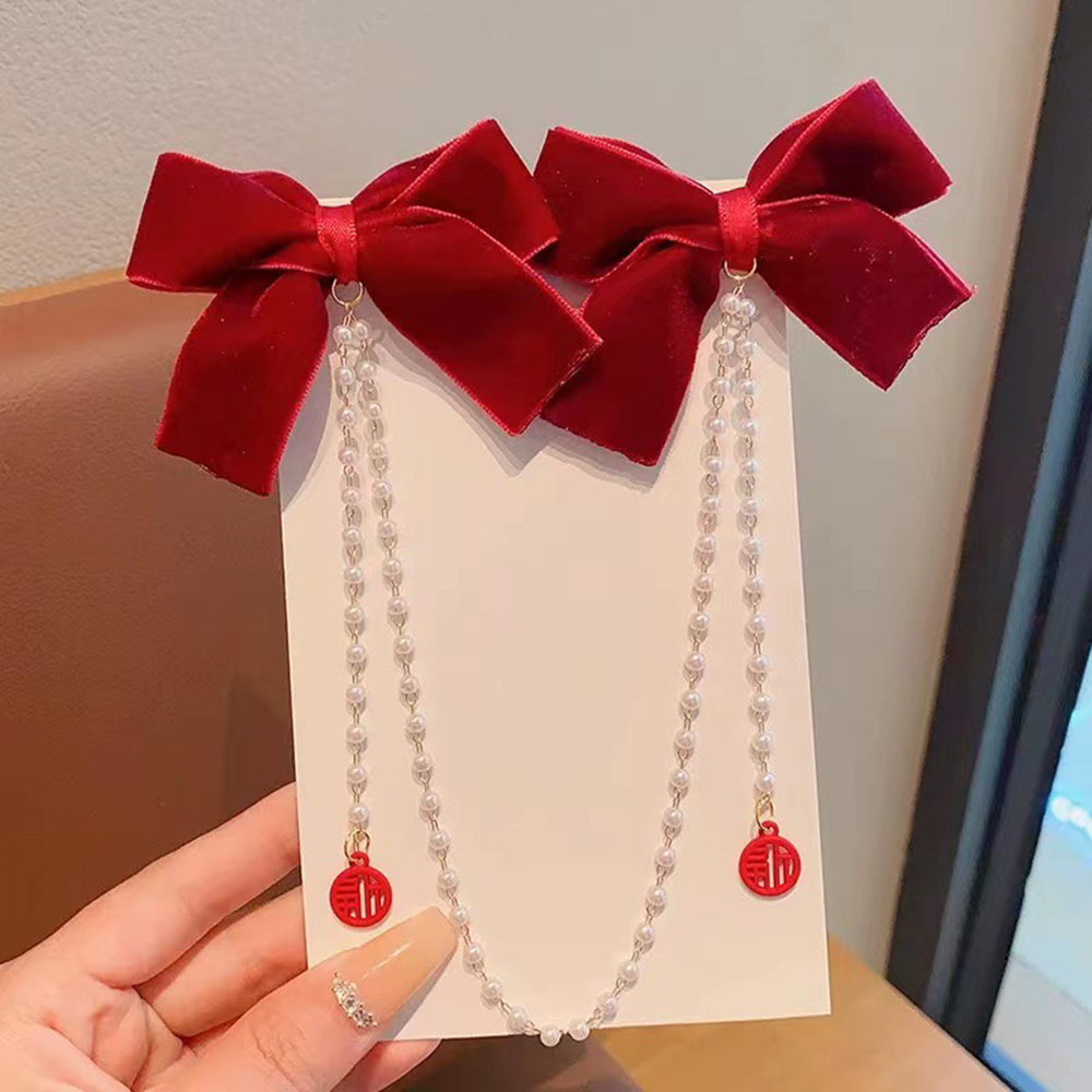 Children's Bow Hair Clip Baby  - Pearl Trim Chain บทวิจารณ์และราคา