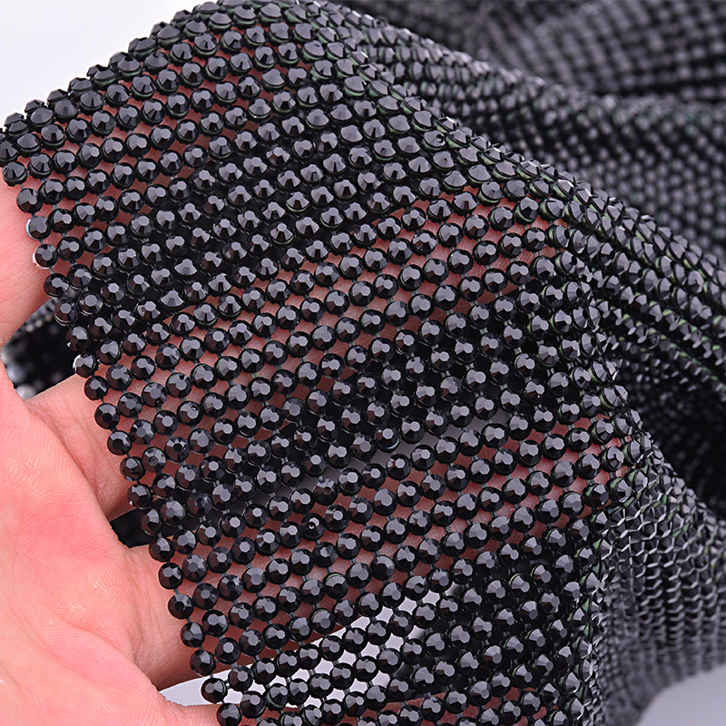 JUNAO 45*120cm Black Gold Crys - Crystal Mesh Fabric บทวิจารณ์และราคา