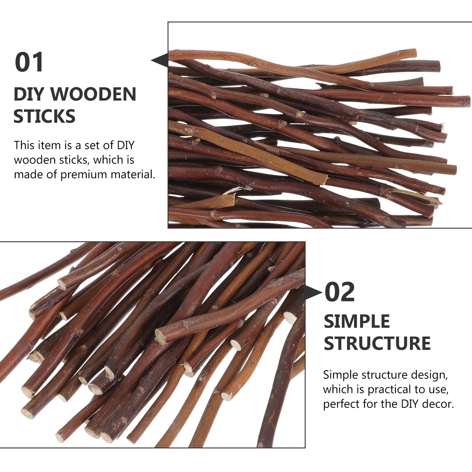 40Pcs DIY Wooden Sticks Natura - Craft Embellishments บทวิจารณ์และราคา
