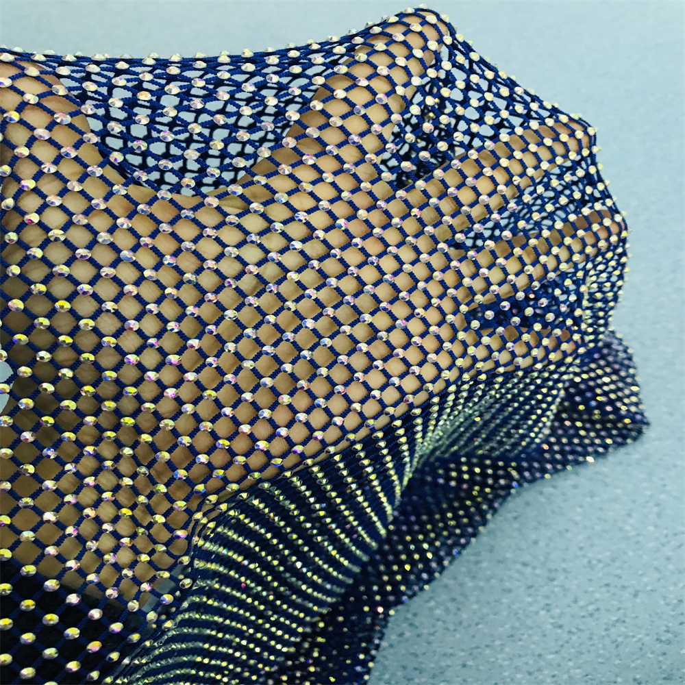 Chunky Glitter Blue Yellow Gla - Crystal Mesh Fabric บทวิจารณ์และราคา