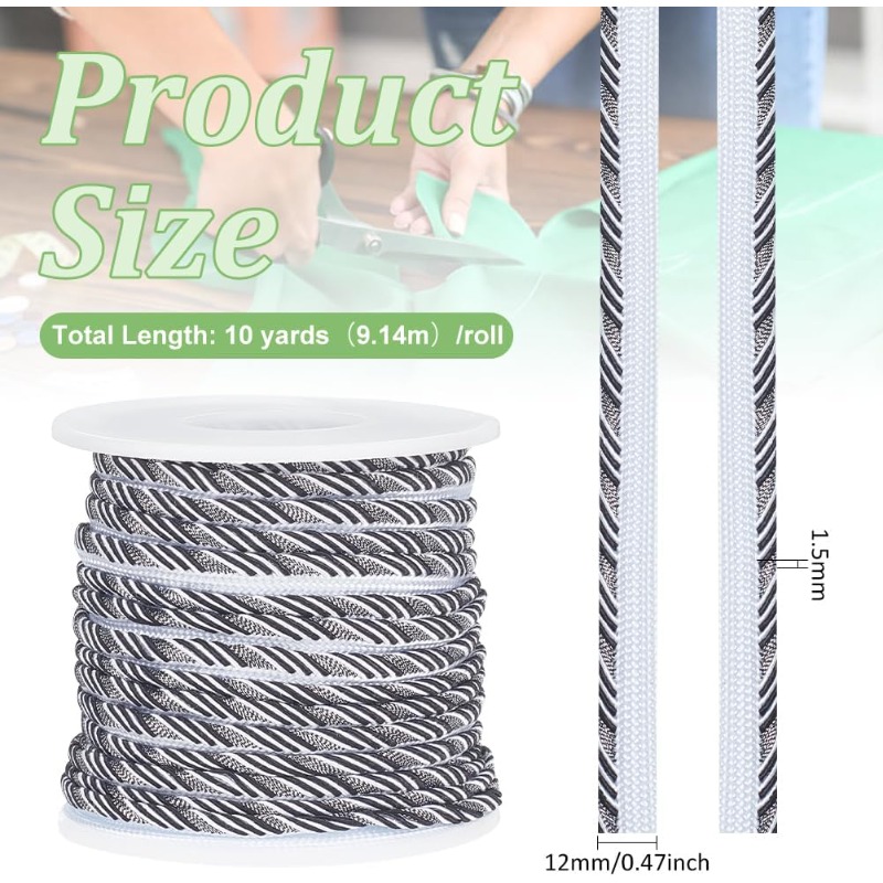 10 Yard Black Twisted Lip Cord - Cord Trim Twisted บทวิจารณ์และราคา