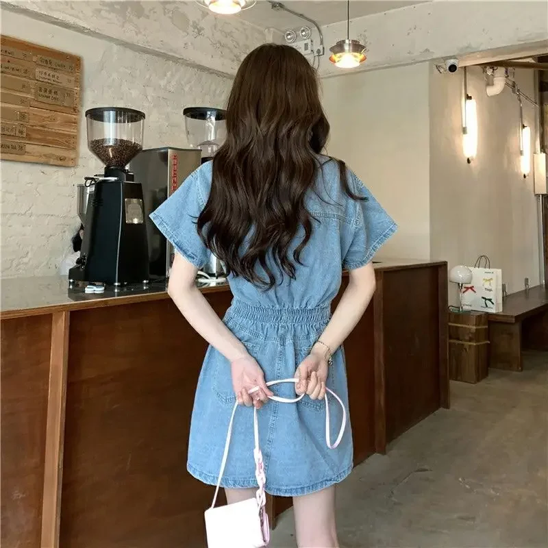 New Sweet Women Denim Short Dr - Embellish Knit บทวิจารณ์และราคา