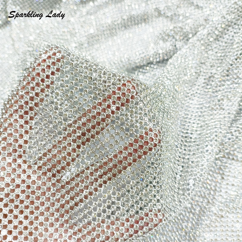 3MM Fashion Metal Rhinestone F - Crystal Mesh Fabric บทวิจารณ์และราคา