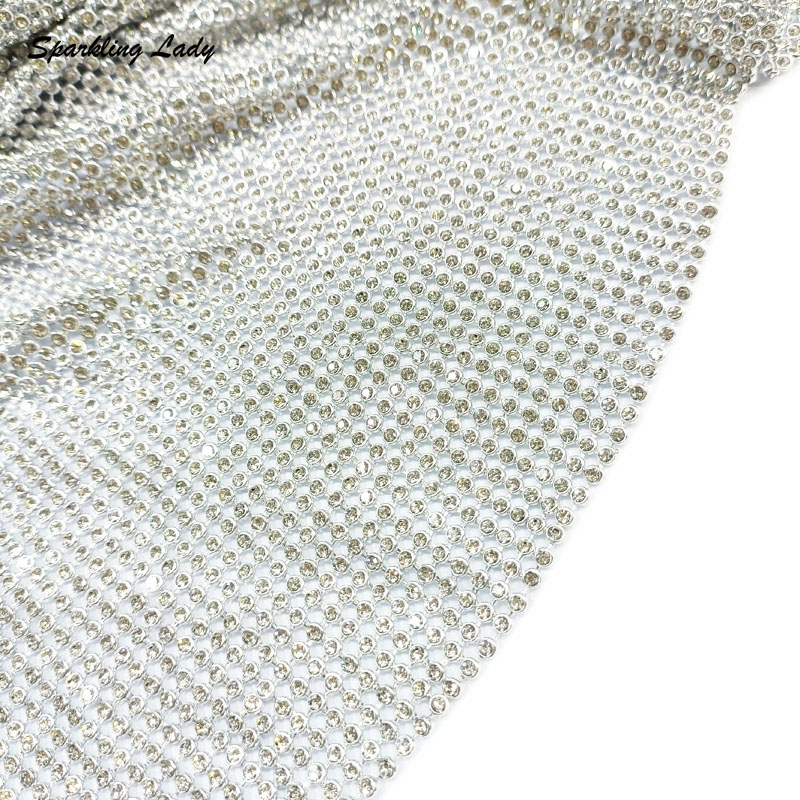 3MM Fashion Metal Rhinestone F - Crystal Mesh Fabric บทวิจารณ์และราคา