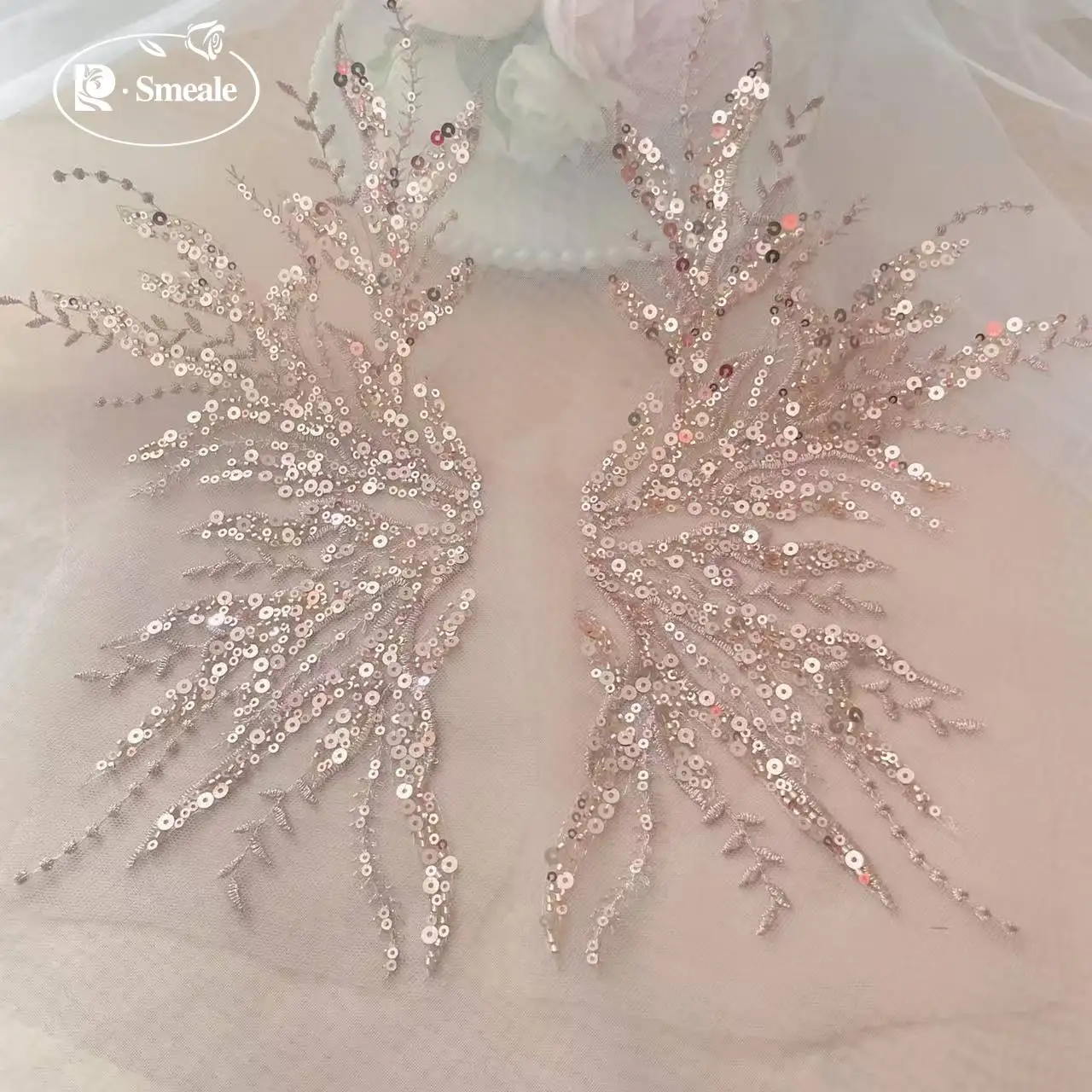5Pair-2Pair.Rose Gold Sequin T - Applique Patch Flower บทวิจารณ์และราคา