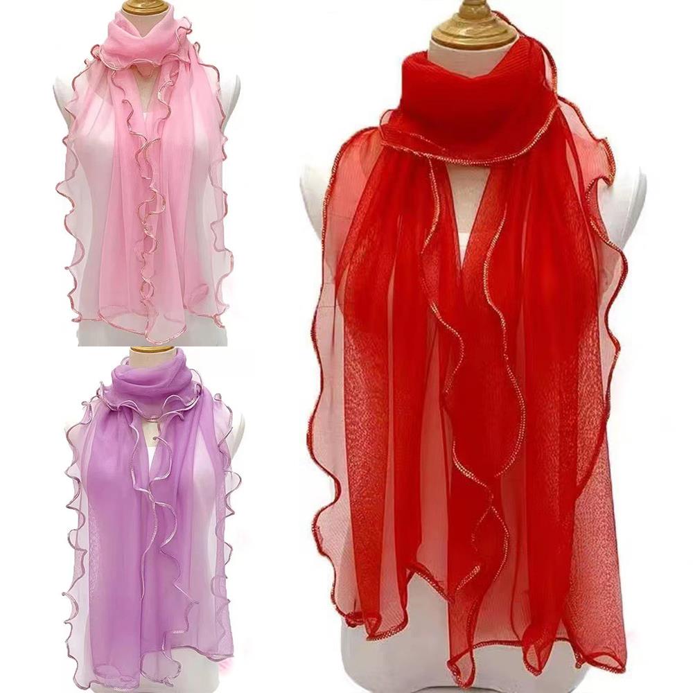 Lightweight Hijab Silk Shawl W - Tassel Fringe Trim บทวิจารณ์และราคา