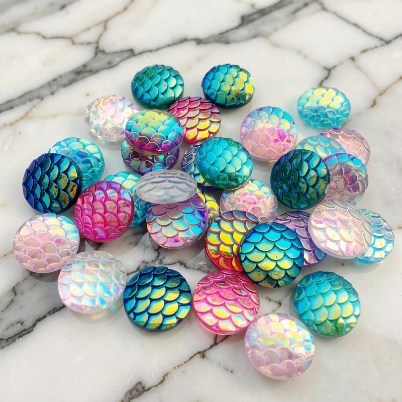 80pcs 12mm Mermaid Fish Scale  - Embellishment Glue Craft บทวิจารณ์และราคา