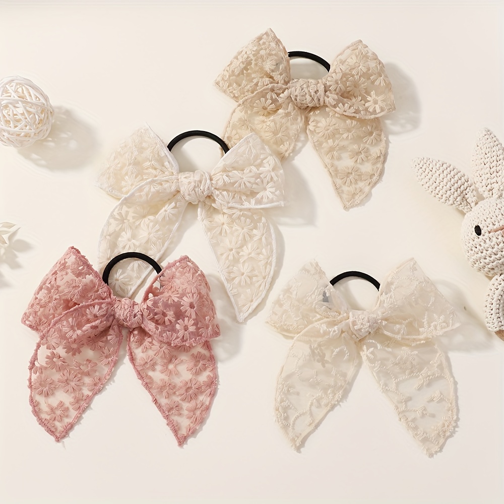 Elegant Lace Bow Hair Tie for  - Elastic Lace Trim บทวิจารณ์และราคา