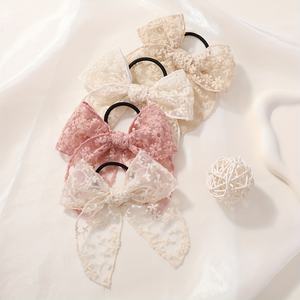 Elegant Lace Bow Hair Tie for  - Elastic Lace Trim บทวิจารณ์และราคา