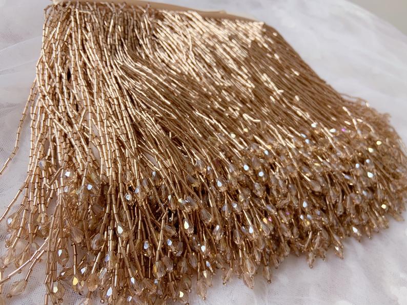 1 Yard Green Bead Fringe Tasse - Beaded Trim Fringe บทวิจารณ์และราคา