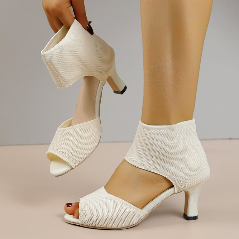 Summer New Peep Toe High Heel  - Embellish Knit บทวิจารณ์และราคา