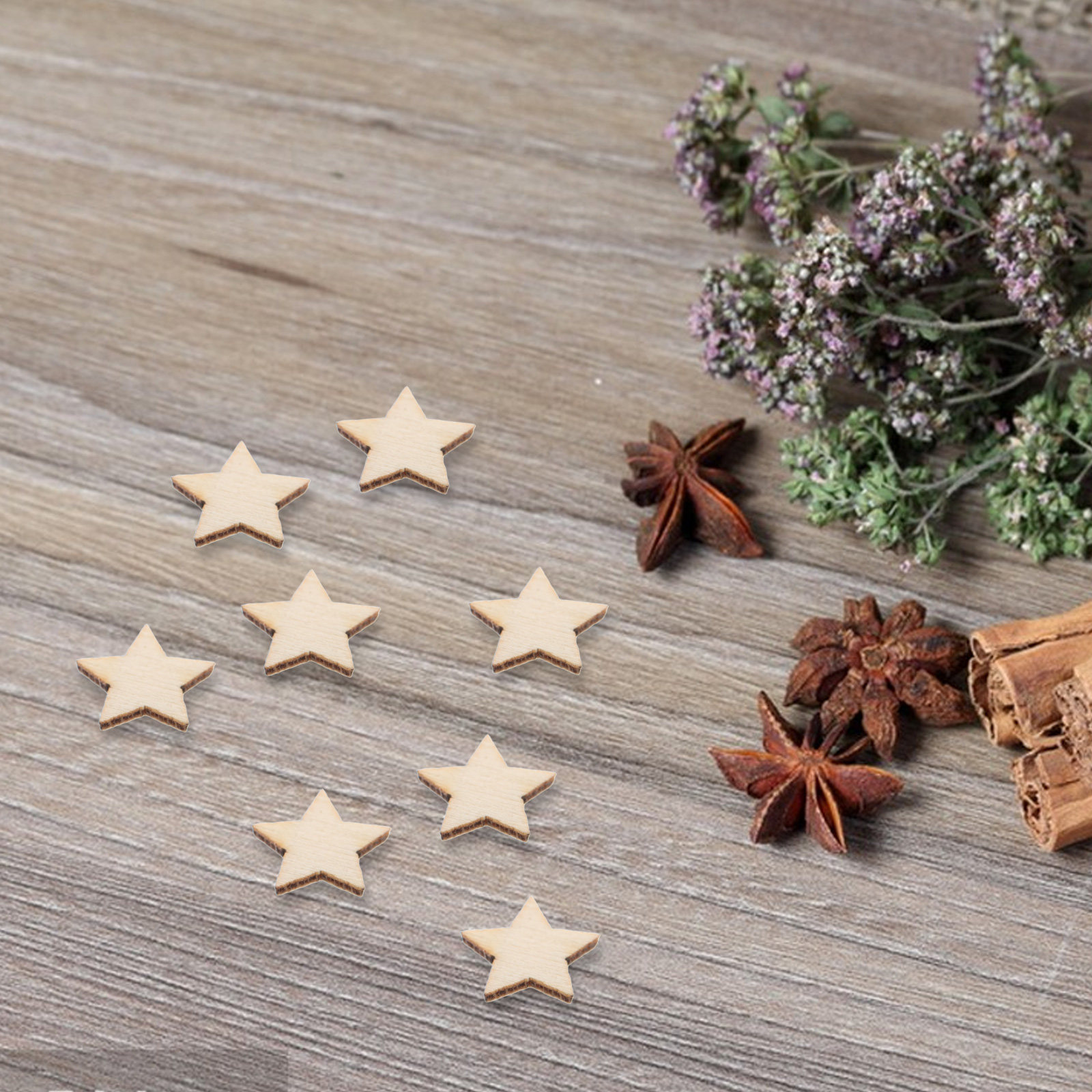 50Pcs Mini Wooden Star Cutouts - Christmas Craft Embellishment บทวิจารณ์และราคา