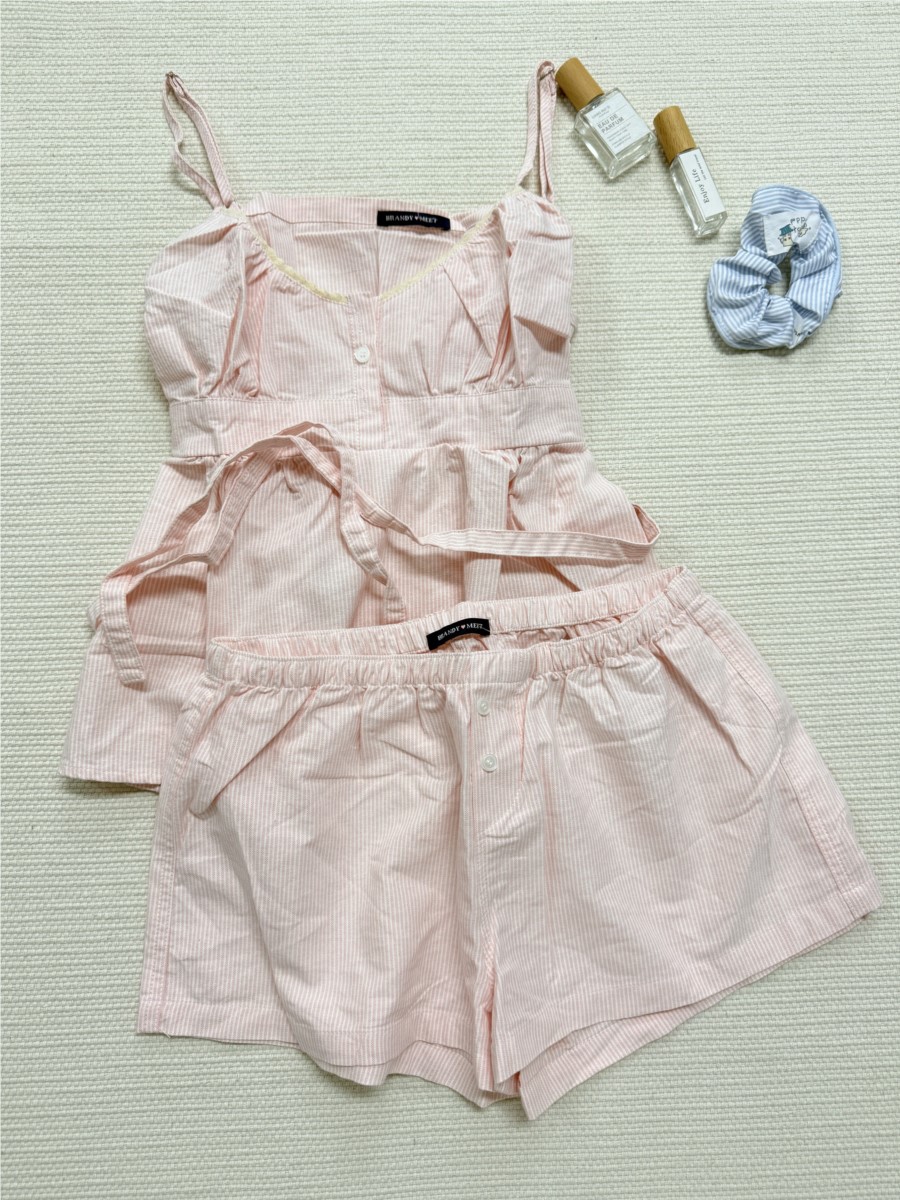 Pink Striped Lace Trim Tank Sh - Elastic Lace Trim บทวิจารณ์และราคา