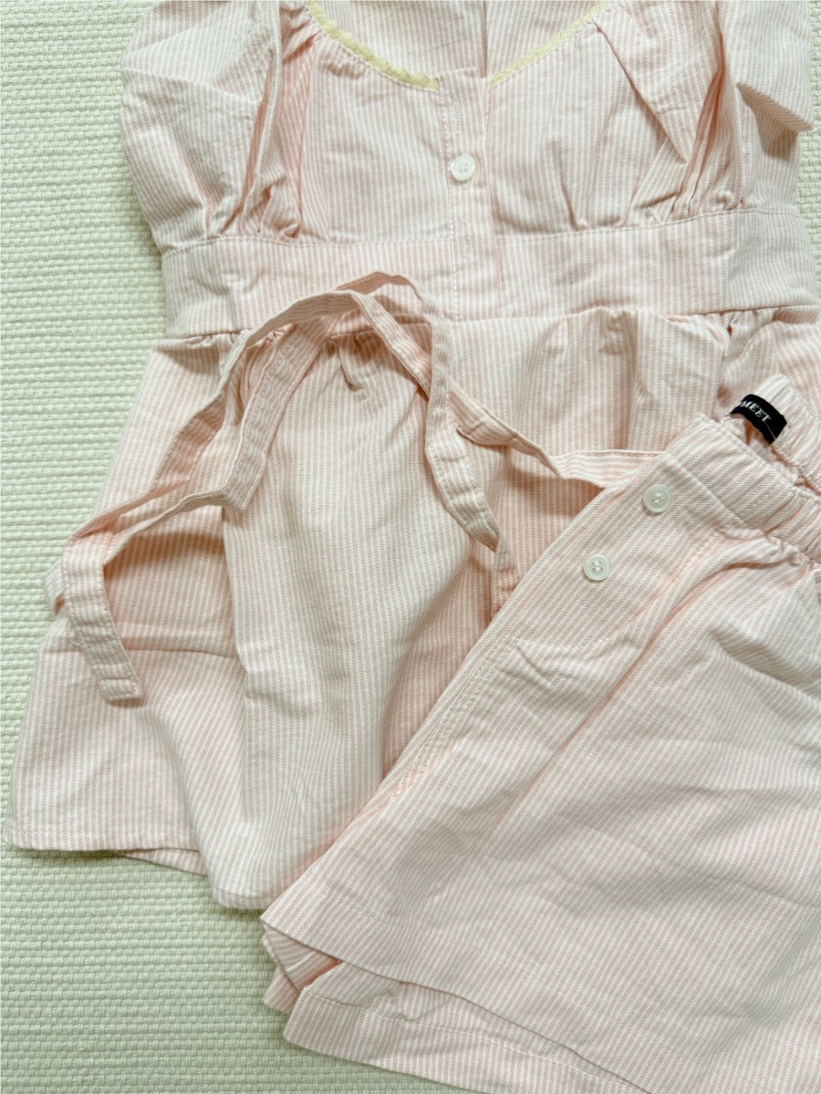 Pink Striped Lace Trim Tank Sh - Elastic Lace Trim บทวิจารณ์และราคา