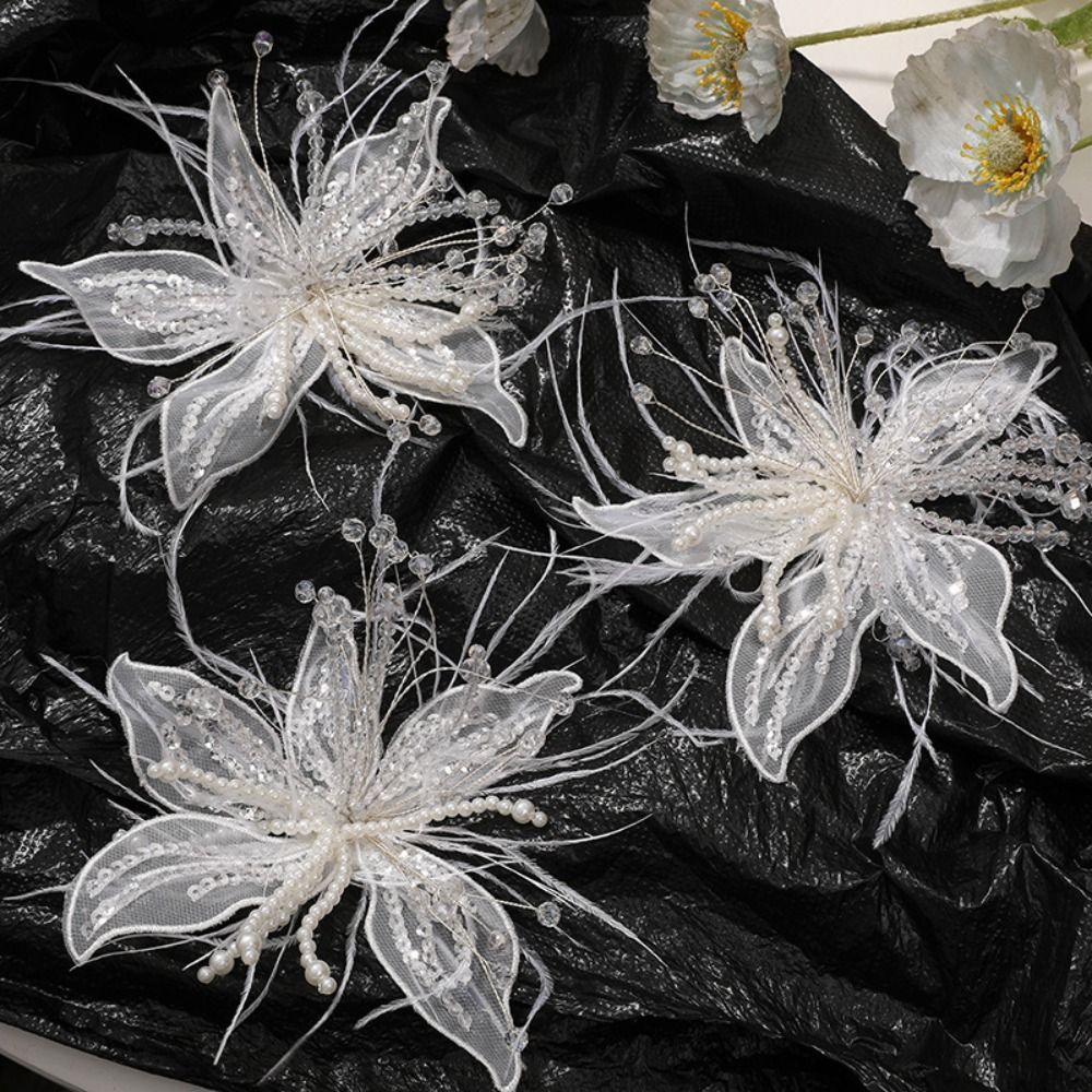Feather Pearl 3D Organza Flowe - Applique Patch Flower บทวิจารณ์และราคา