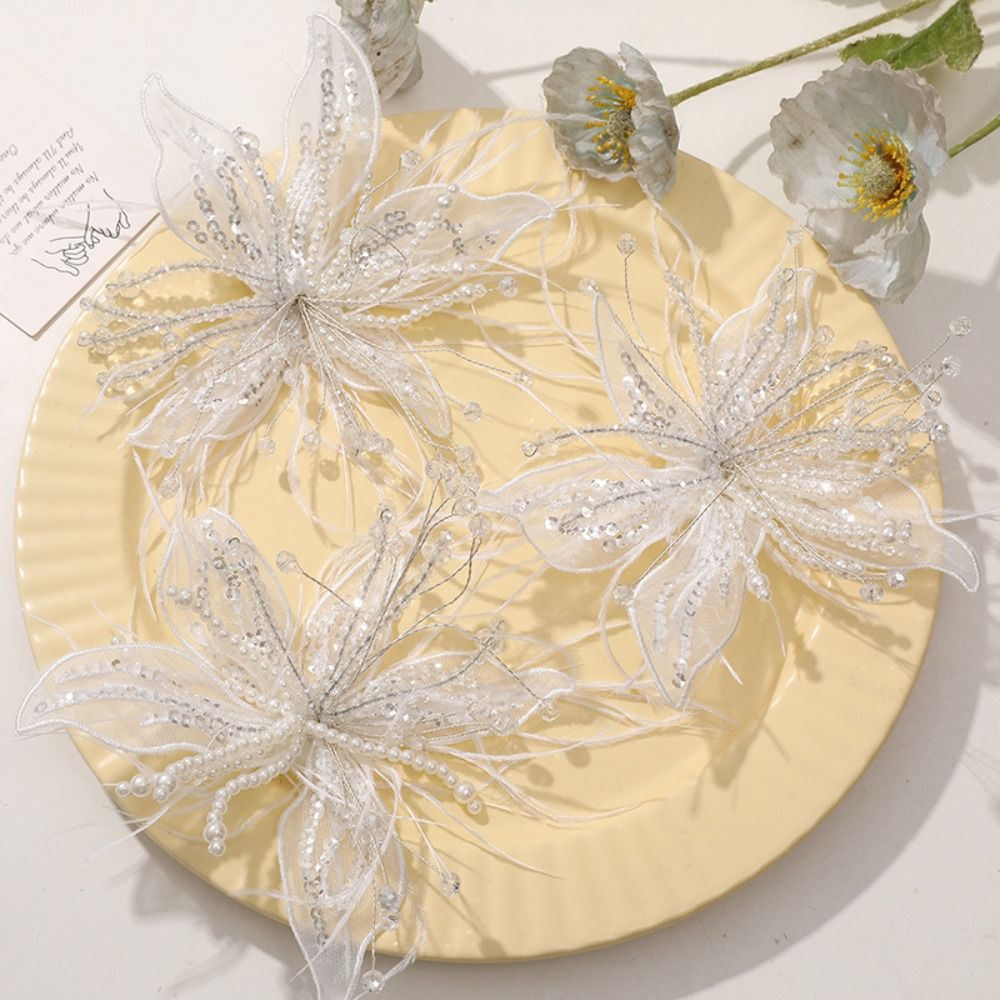 Feather Pearl 3D Organza Flowe - Applique Patch Flower บทวิจารณ์และราคา
