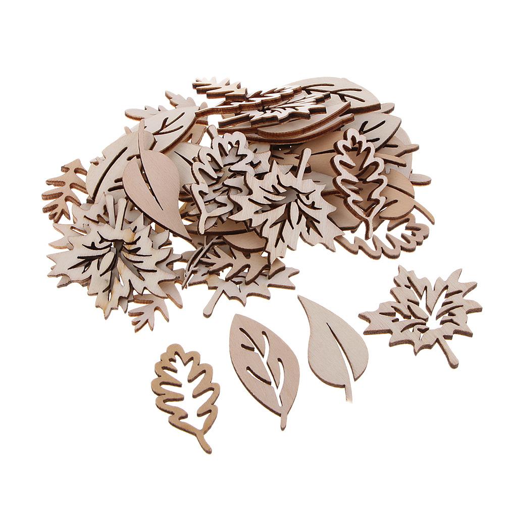 50 Pieces Wooden Leaves Embell - Christmas Craft Embellishment บทวิจารณ์และราคา