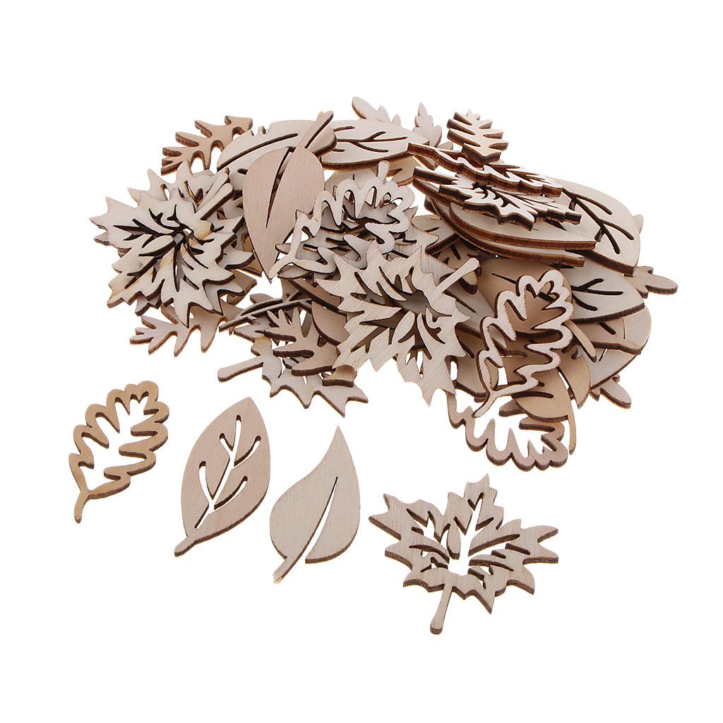 50 Pieces Wooden Leaves Embell - Christmas Craft Embellishment บทวิจารณ์และราคา