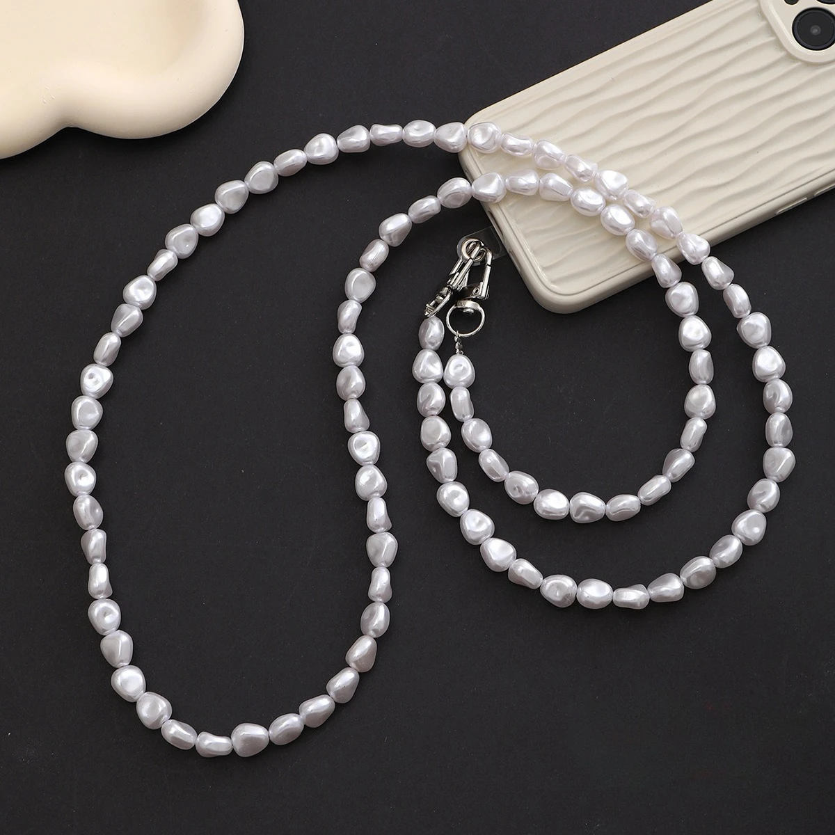 Mobile Phone Lanyard Luxury Pe - Pearl Trim Chain บทวิจารณ์และราคา