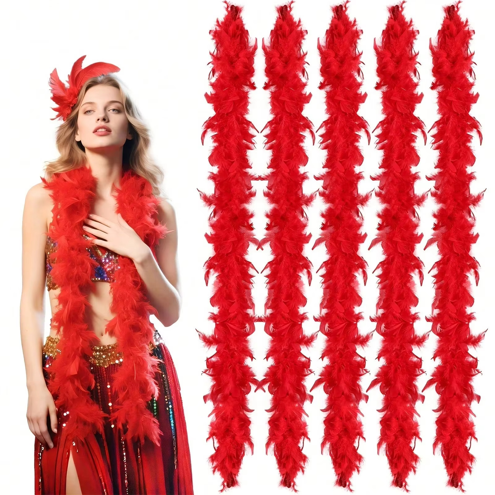 Red Marabou Feather Boa Trim F - Feather Trim Marabou บทวิจารณ์และราคา