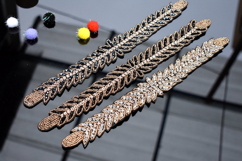 Long leaves leaf handmade appl - Beaded Trim Fringe บทวิจารณ์และราคา