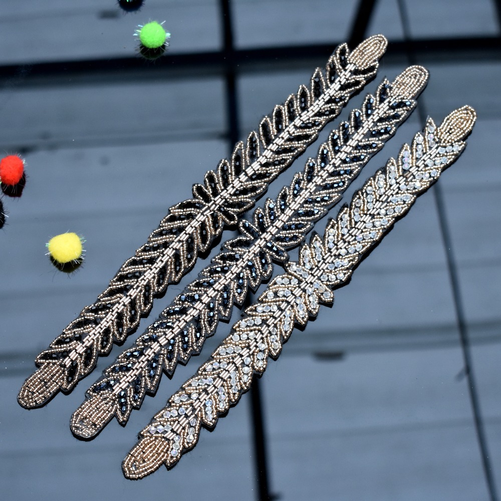 Long leaves leaf handmade appl - Beaded Trim Fringe บทวิจารณ์และราคา