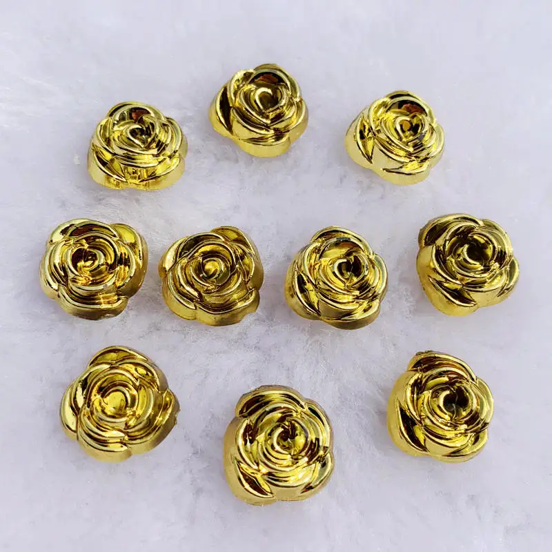 40pcs 14mm Gold Rose Flowers R - Embellishment Glue Craft บทวิจารณ์และราคา
