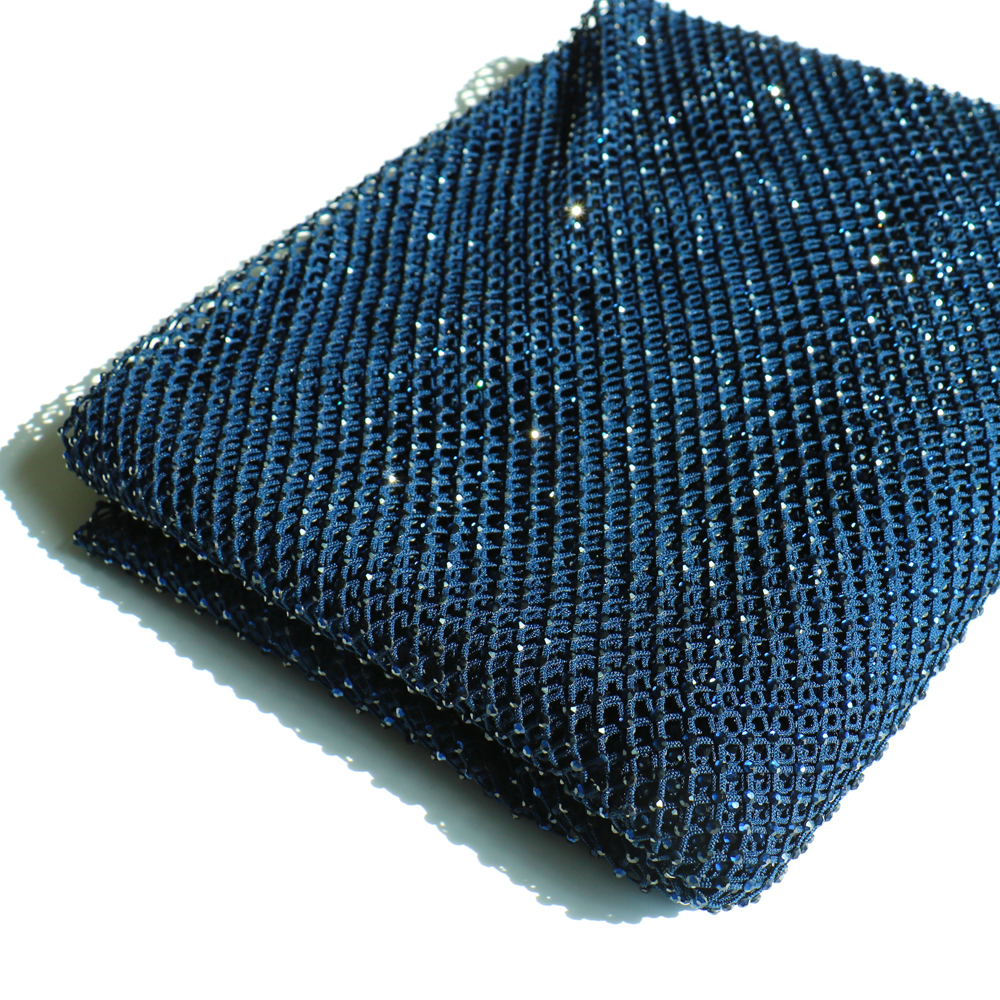 SS10 Rhinestones Mesh Navy Col - Crystal Mesh Fabric บทวิจารณ์และราคา