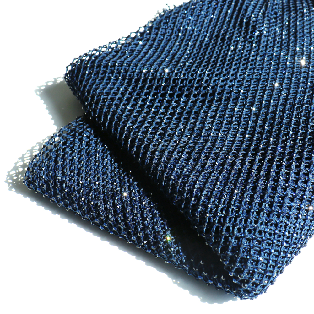 SS10 Rhinestones Mesh Navy Col - Crystal Mesh Fabric บทวิจารณ์และราคา