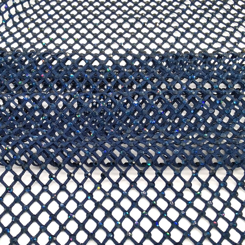 SS10 Rhinestones Mesh Navy Col - Crystal Mesh Fabric บทวิจารณ์และราคา