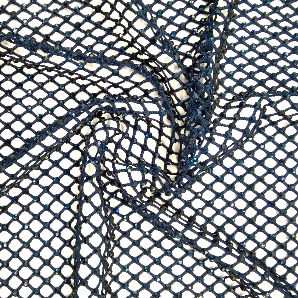 SS10 Rhinestones Mesh Navy Col - Crystal Mesh Fabric บทวิจารณ์และราคา