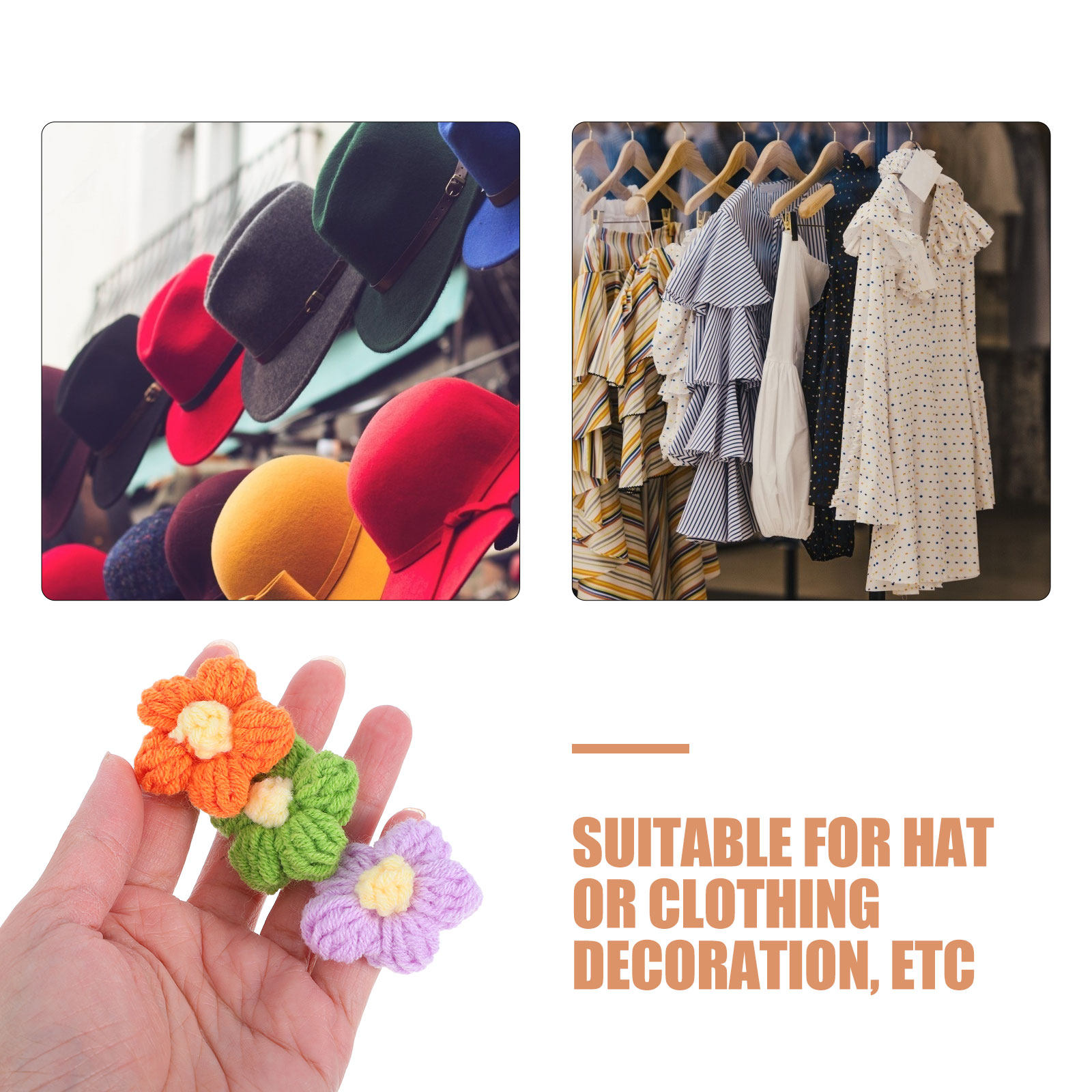 50Pcs Crochet Flowers Puff Sti - Craft Embellishments บทวิจารณ์และราคา