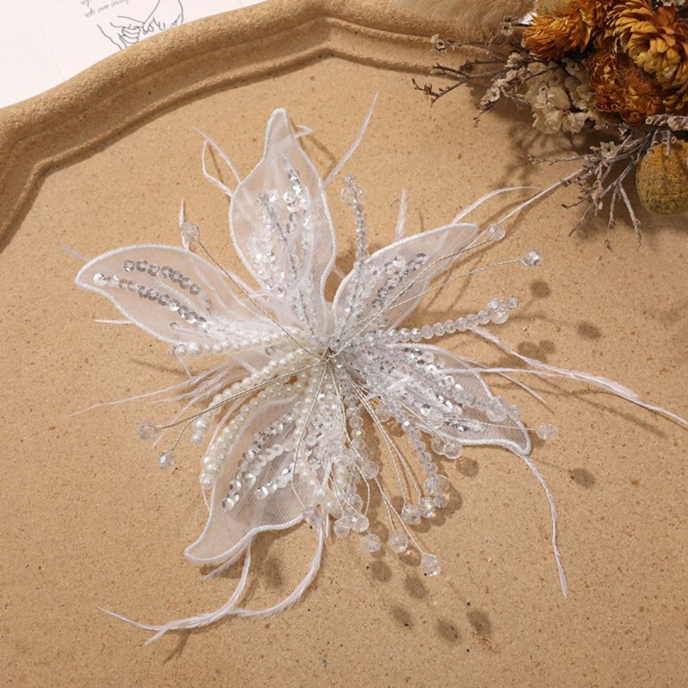 1PC Feather Pearl 3D Organza F - Applique Patch Flower บทวิจารณ์และราคา