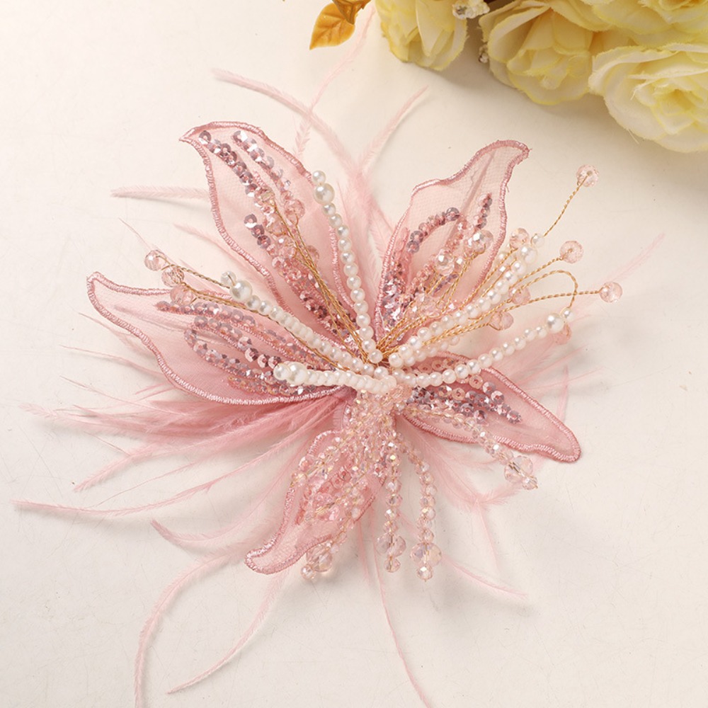 1PC Feather Pearl 3D Organza F - Applique Patch Flower บทวิจารณ์และราคา