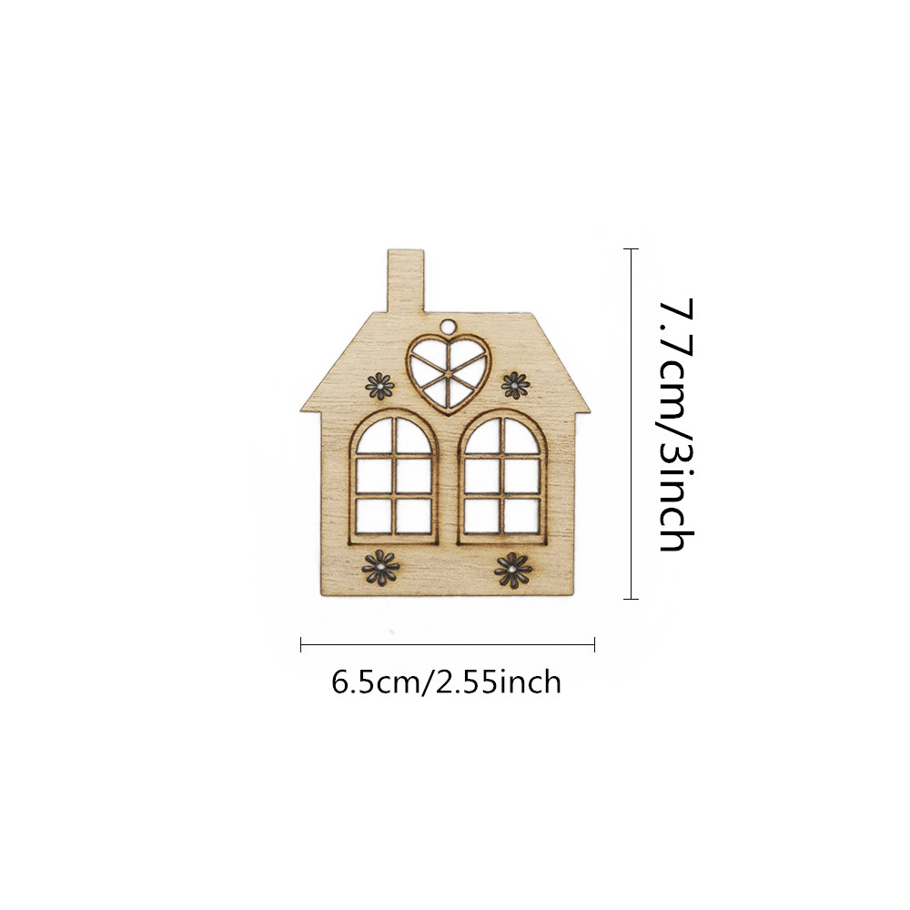10pcs Wooden Hollow House Cuto - Christmas Craft Embellishment บทวิจารณ์และราคา