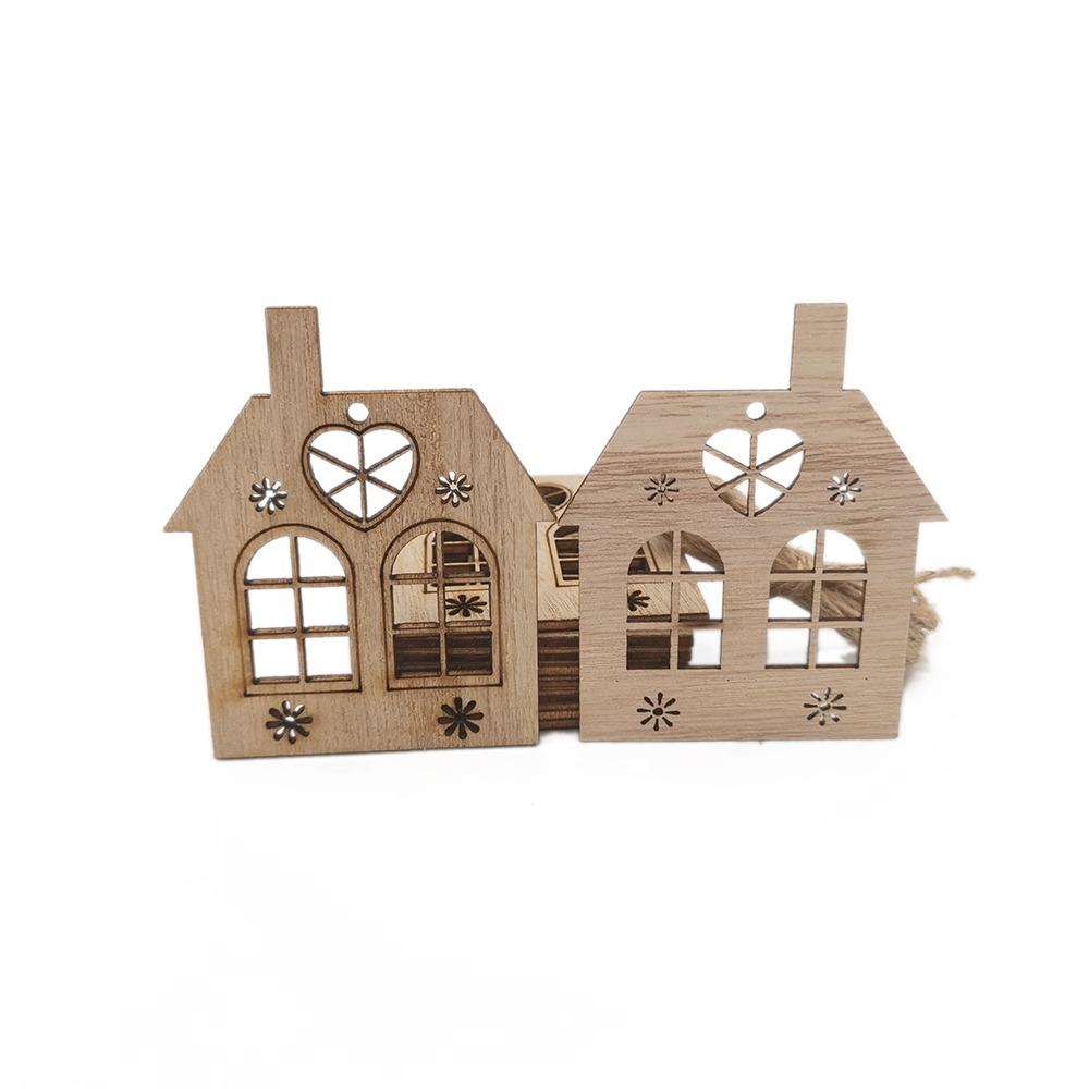 10pcs Wooden Hollow House Cuto - Christmas Craft Embellishment บทวิจารณ์และราคา